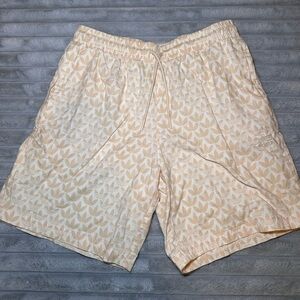 adidas Beige Leaf Print Men's Athletic Shorts